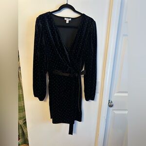 Nine West Black Velvet Wrap Dress